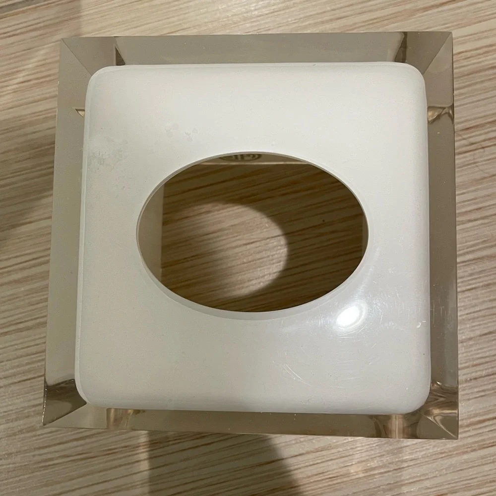 Jonathan Adler Frosted Lucite Trash Can and Tissue Cover Bath Set